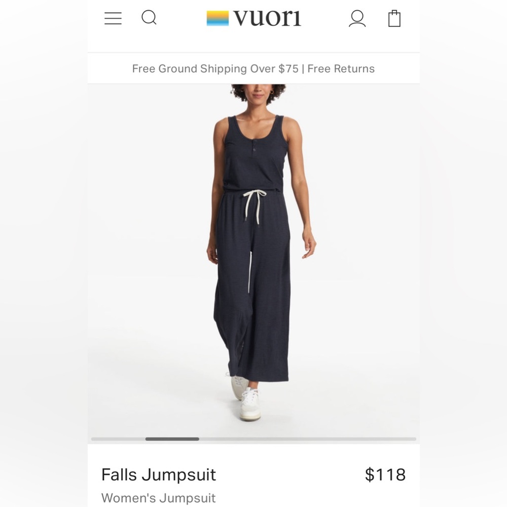 Vuori Falls Jumpsuit in Navy